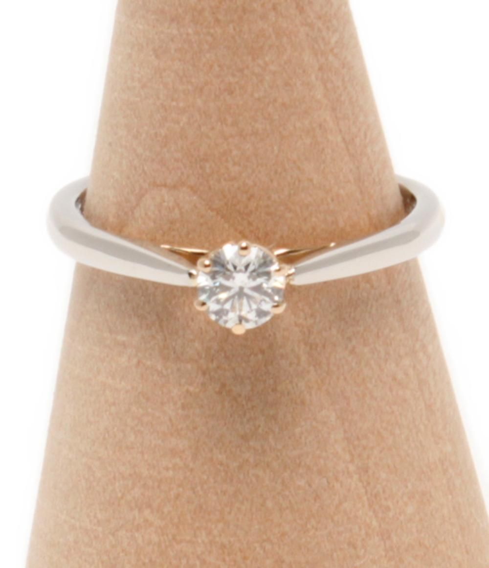 美品 セイレーンアズーロ リング 指輪 K18PG Pt950 ダイヤ 0.218ct  
