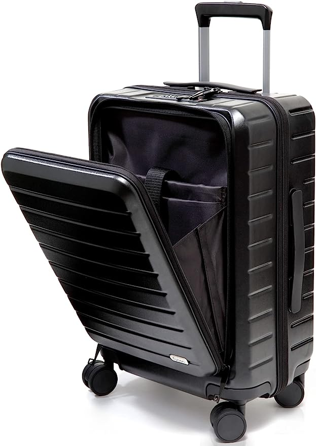 aierbo スーツケース フロントオープン 機内持込 キャリーバッグ フロントポケット 超軽量 大型 静音 PC材質 耐衝撃 ファスナー