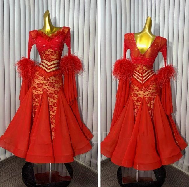 定番のお歳暮&冬ギフトの商品をすべ 社交ダンス衣装 オーダーメイド 羽根 スタンダードドレス レース 社交ダンス