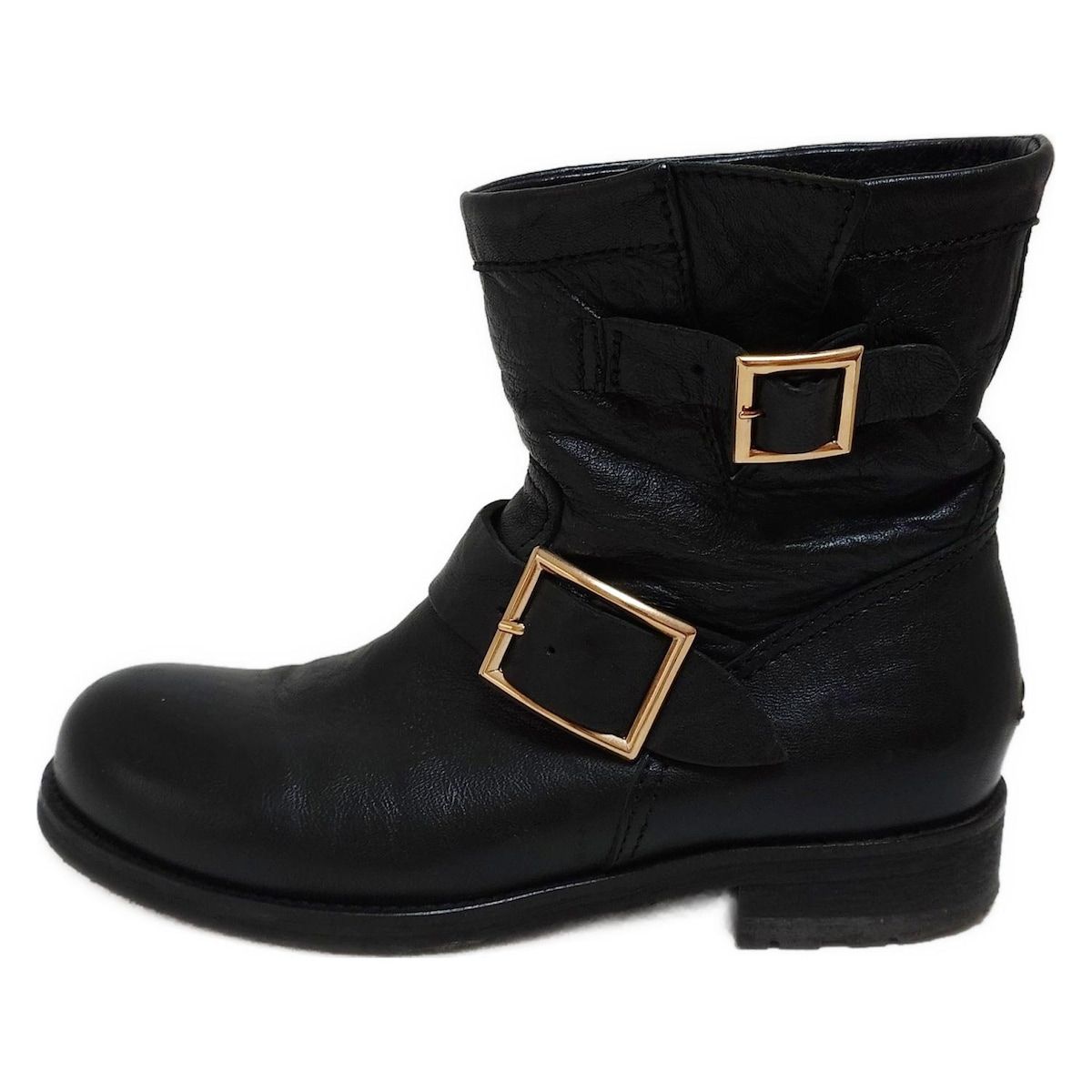 JIMMY CHOO ジミーチュウ ショートブーツ 35 1 2 レディース - 黒 レザー