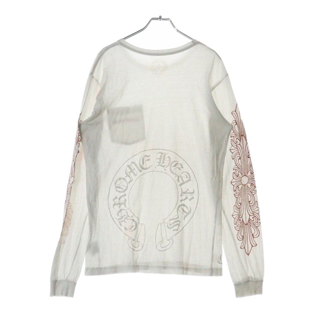 美品　CHROME HEARTS フローラル　ホースシュー　長袖カットソー CHROME HEARTS クロムハーツ CH L S 1 袖フローラルバックホース