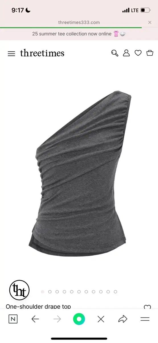 threetimes ♥ One-shoulder drape top /追跡付 threetimes】 One-shoulder drape top /追跡付 (threetimes/T