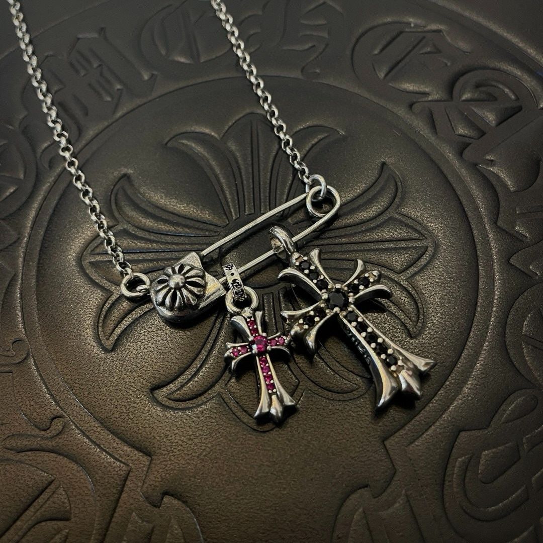 クロムハーツ Chrome Hearts ネックレス 刻印 925 十字  ルビー