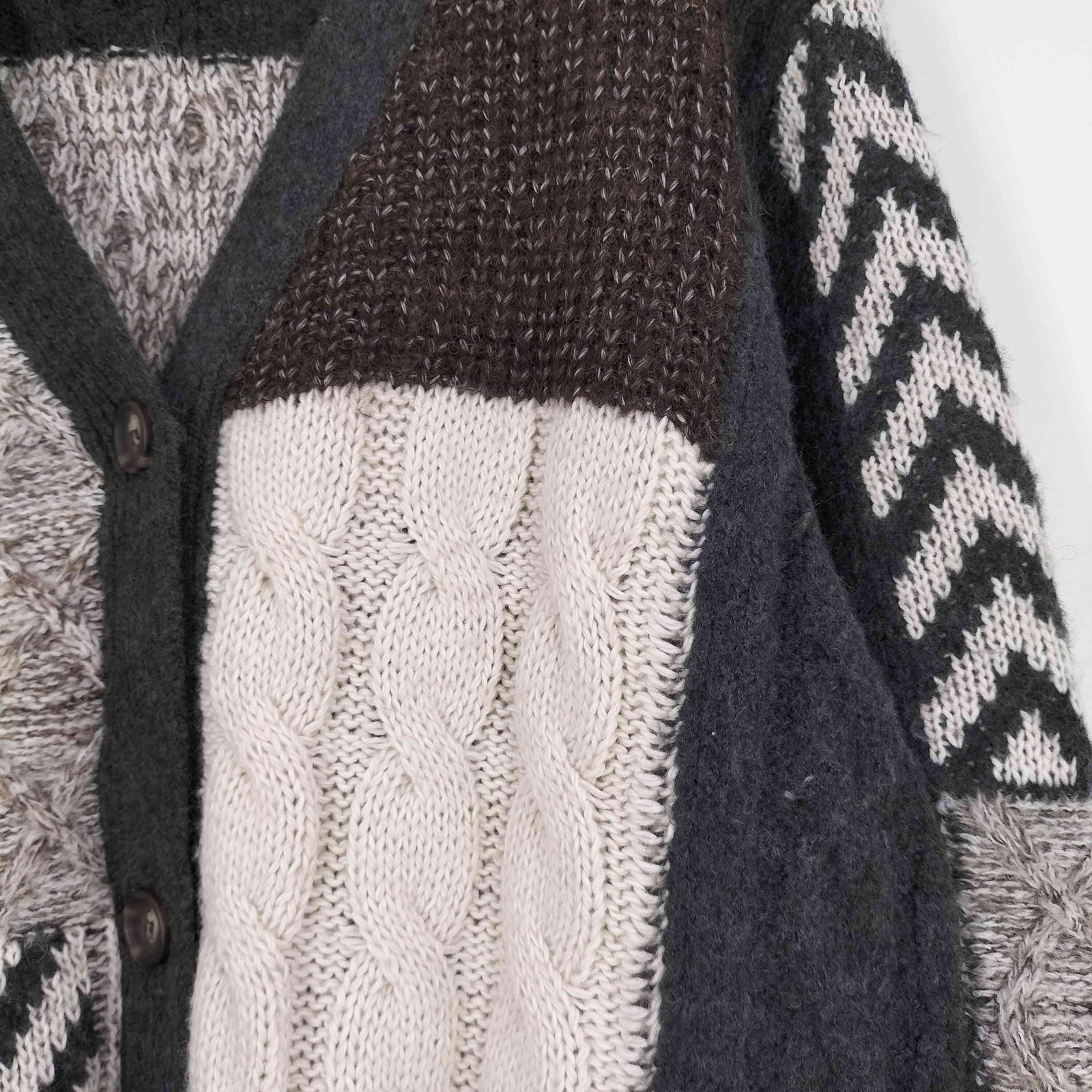 ザラ ZARA パッチワーク ニット カーディガン レディース import：L 