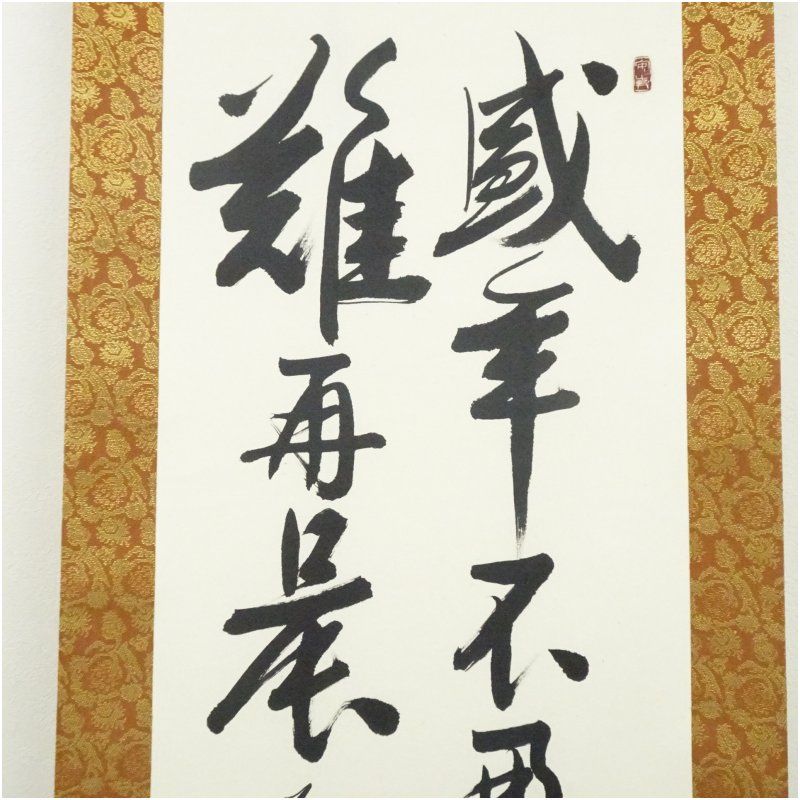 佐久間蒼穹筆 「盛年不再来」一行書 肉筆紙本掛軸（共箱） 掛け軸