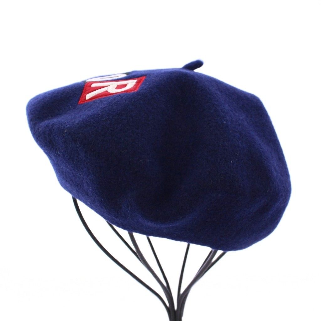 Dior ダークブルー ベレー帽 クリスチャンディオール Christian Dior ベレー帽 帽子 ロゴ 刺繍
