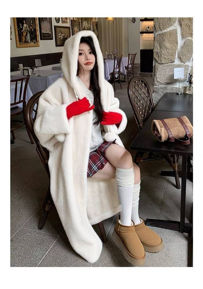 ファーコート レディース ボアコート ファー コート ロングコート フード付き アウター ロング丈 秋冬 冬物 冬服 カジュアル ふわふわ もこもこ 温かい 大人 体型カバー 防寒 防風 x8Ol183 GULLKHAN_COM