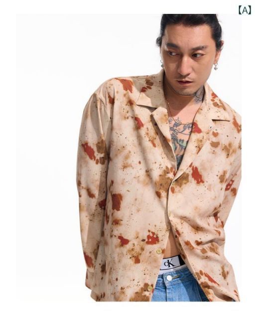 春 コーデ メンズ 服 シンプル ファッション オシャレ 大人 かっこいい 大きいサイズ ストリート 紳士服 キューバン カラー 長袖 花柄 シャツ ゆったり カジュアル 春