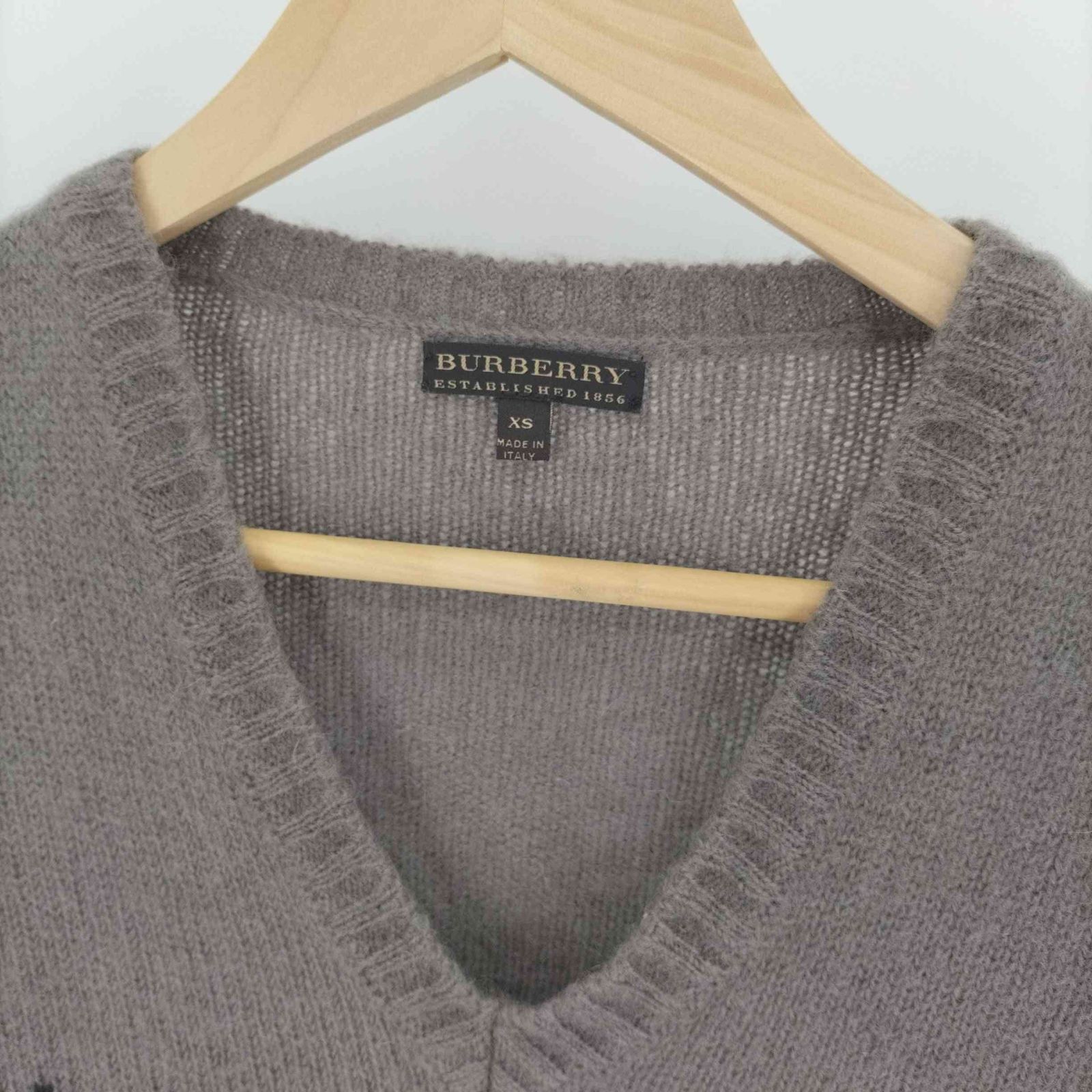 バーバリー BURBERRY シルク モヘヤ 混 ウール アーガイル V