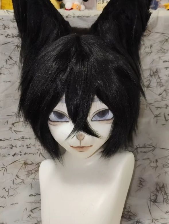 着ぐるみヘッド kigurumi NO.55 キツネ 黒 男女兼用 ファースーツ 全頭ヘッド ケモノ マスク ぬいぐるみ コスプレ コスチューム 一点物