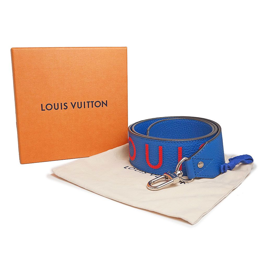 ルイ ヴィトン ロゴ ショルダーストラップ トリヨンレザー ブルー レッド 青 シルバー金具 J02389 箱付 LOUIS VUITTON（未使用  展示品） - メルカリ