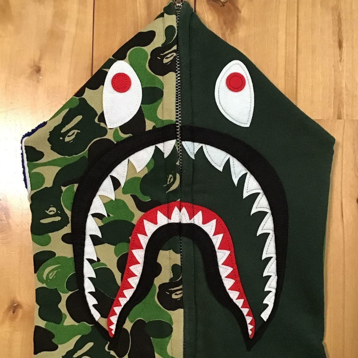 ABC camo green シャーク パーカー Mサイズ shark full zip hoodie a bathing ape BAPE エイプ  ベイプ アベイシングエイプ 迷彩