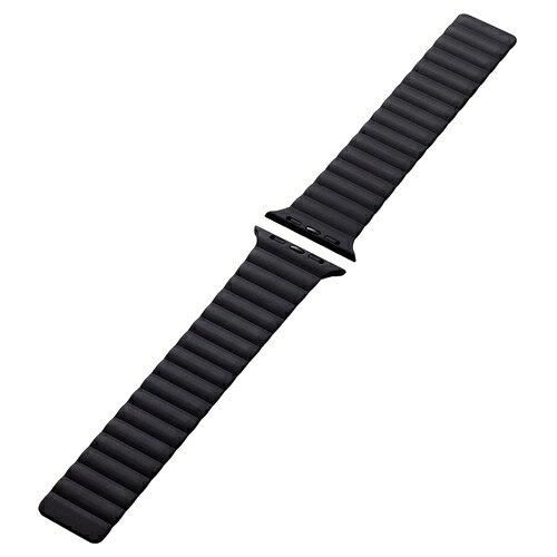 【新品・5営業日で発送】ELECOM エレコム Apple Watch 49／45／44／42mm／バンド／マグネット／シリコン／ブラック(AW-45BDMAGBK)