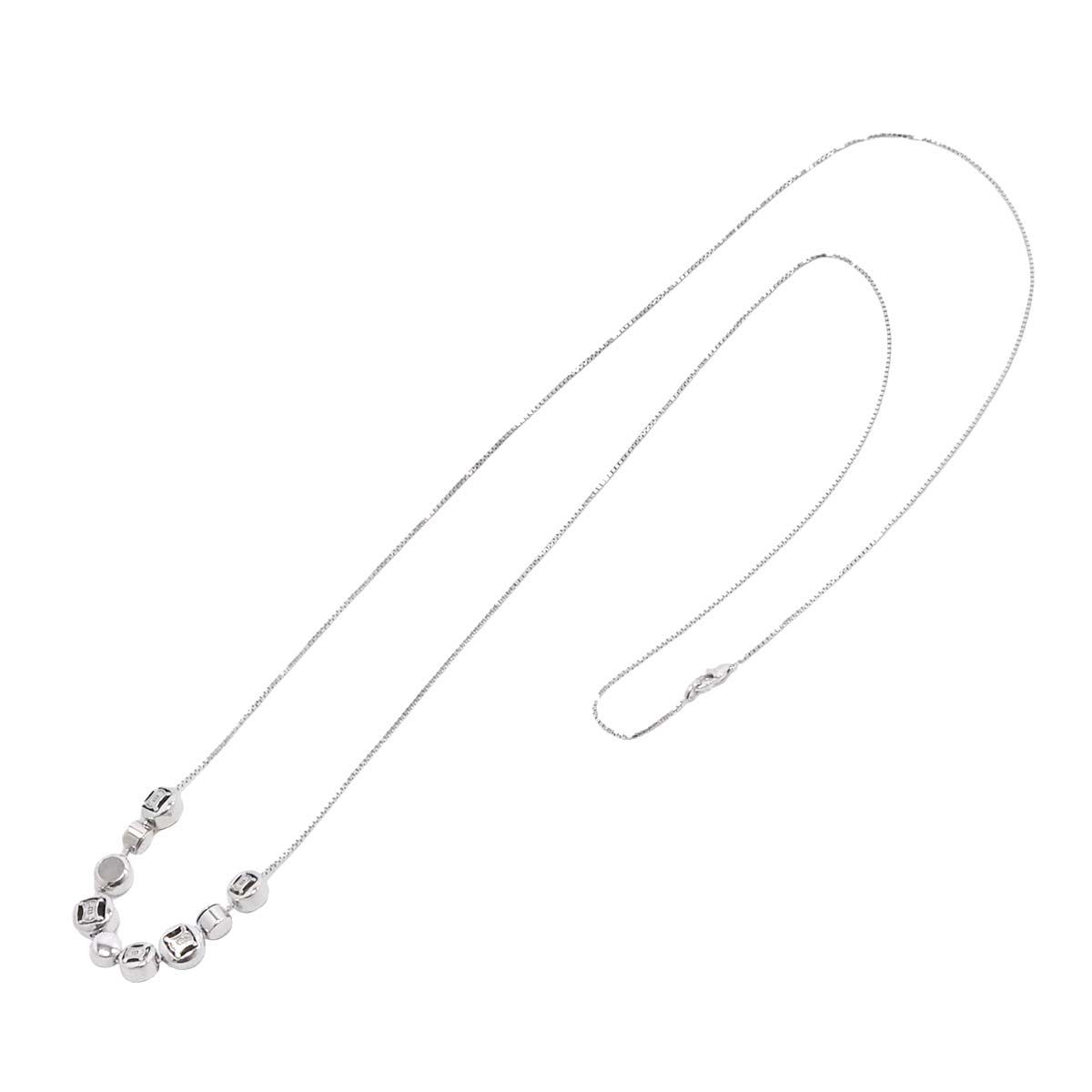 セリーヌ CELINE マカダム オニキス クォーツ ロング ネックレス 81cm K18 WG ホワイトゴールド 750 Necklace 90238714