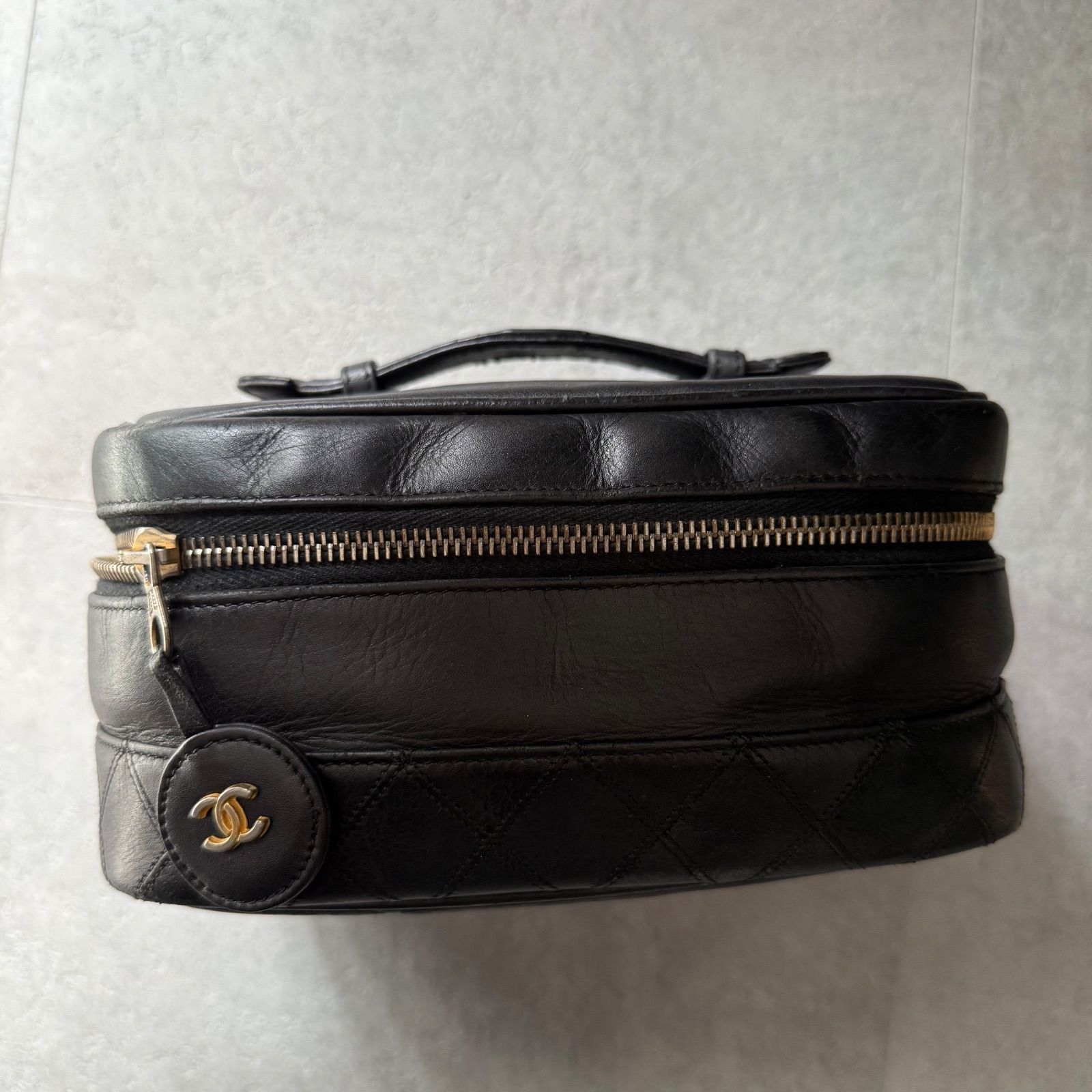 シャネル ビコローレ バニティ ココマーク ブラック 化粧ポーチ ラムスキン 黒 CHANEL シャネル バニティバッグ ビコローレ A01618 ブラック