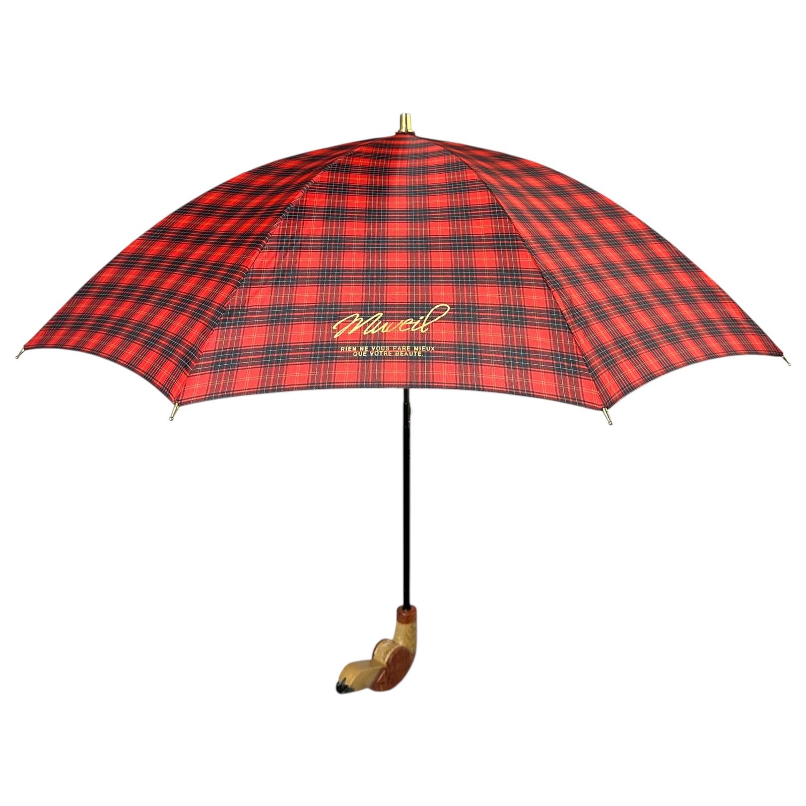 muveil ミュベール Dock Face Tartan Check Umbrella ドック フェイス タータン チェック アンブレラ レッド×ブラック 傘 犬