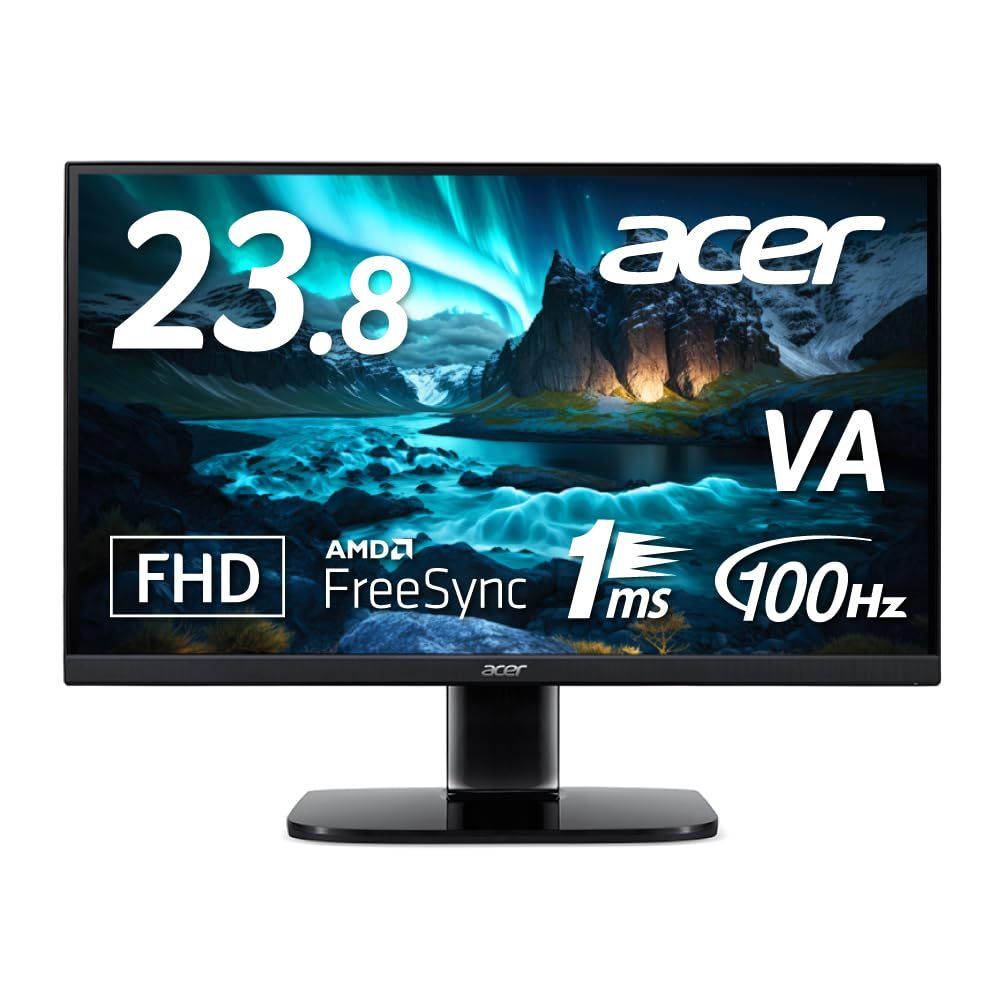 数量限定】Acer モニター 23.8インチ フルHD VA 非光沢 100Hz 1ms HDMI