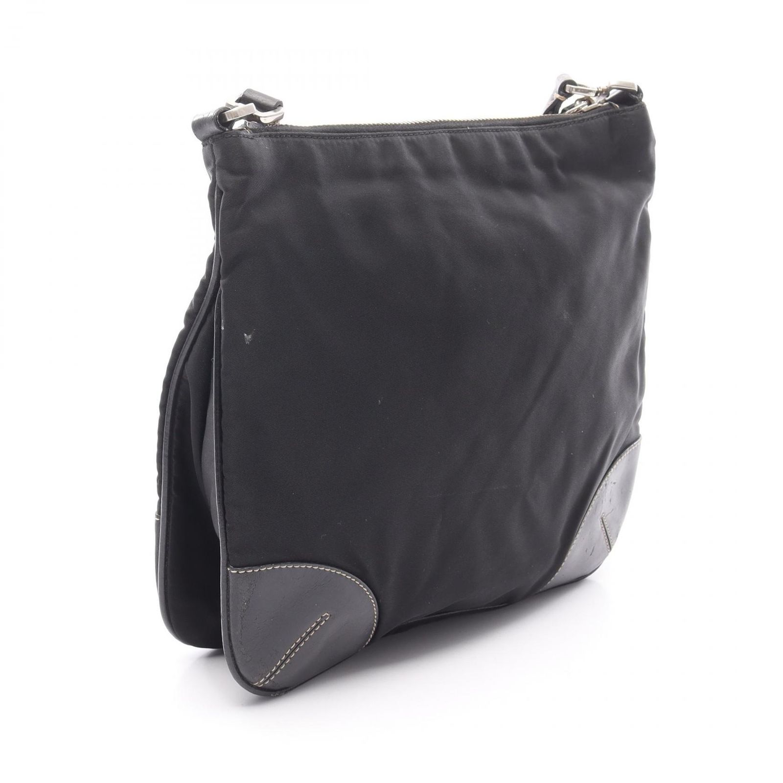 良品 PRADA ショルダーバッグ ナイロン 三角プレート ブラック PRADA 