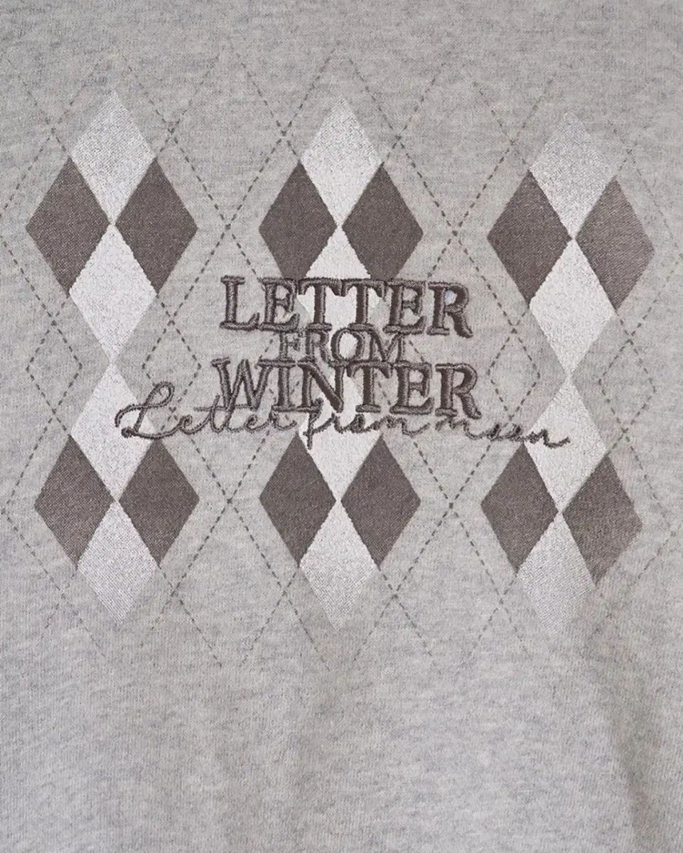 LETTER FROM MOON レターフロムムーン 迷 Me misty アーガイル 両面起毛 WHO Tシャツ グレー