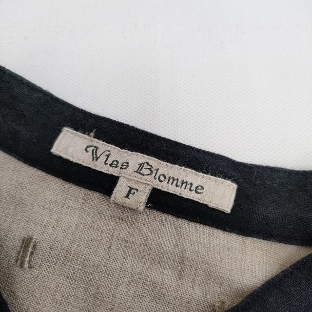 Vlas Blomme 13100011 リネン 切替 長袖 ブラウス シャツ ベージュ ヴラスブラム 5-0528M 261980 Vlas Blomme - Vlas Blomme 13100011 リネン 切替 長袖 ブラウス