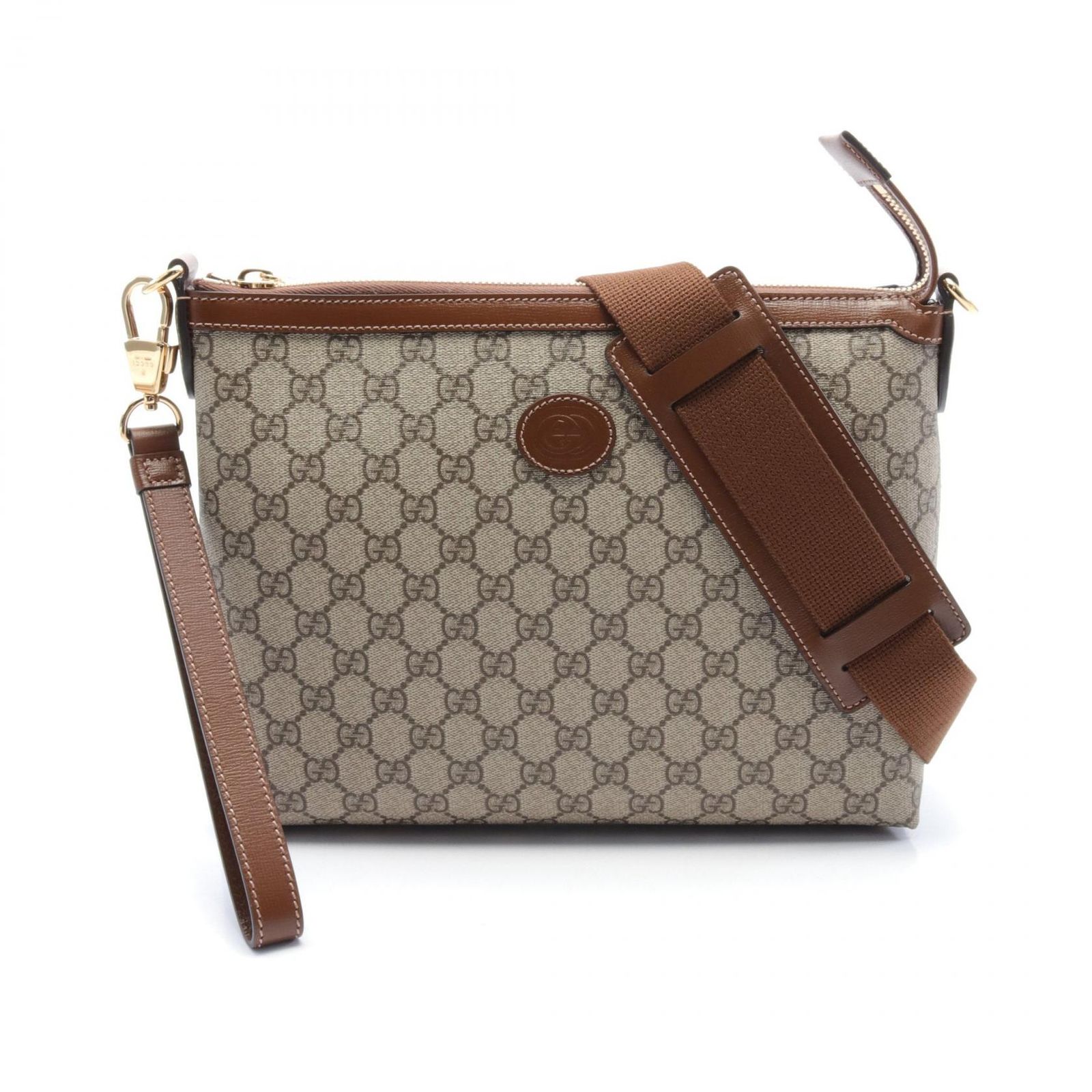 グッチ GUCCI ショルダーバッグ インターロッキングG GGスプリーム メッセンジャーバッグ 72683392THG8563 ベージュ|エボニー PVCコーティングキャンバス レザー インターロッキング付 ショルダーバッグ メンズ