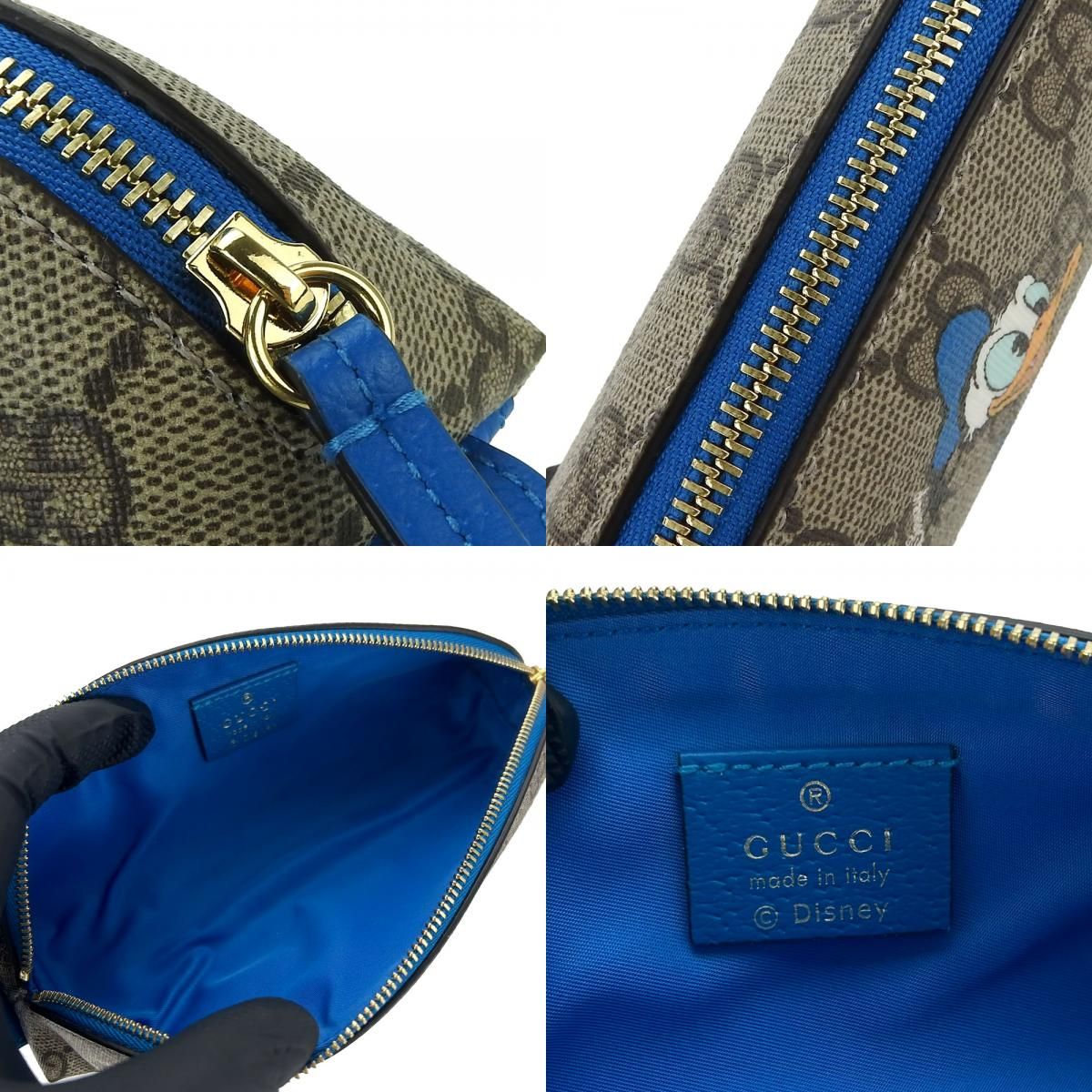 中古】 グッチ ペンケース 662129 GGスプリーム PVC ベージュ ブルー