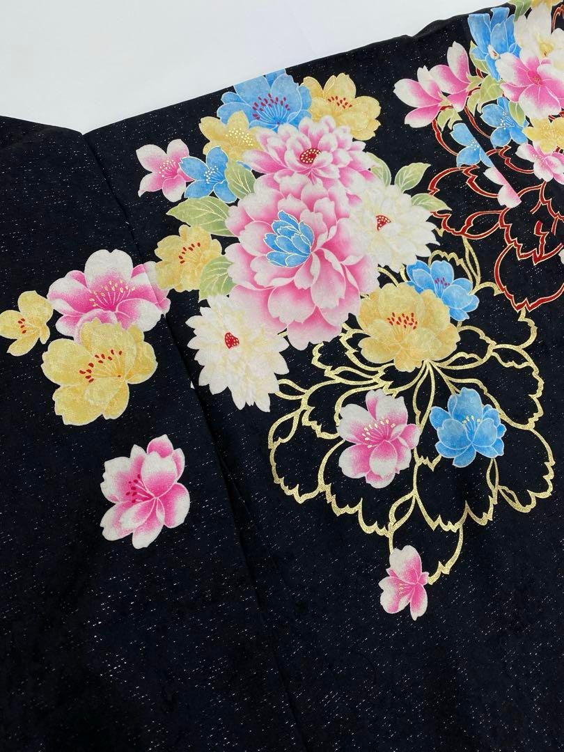 振袖 仮絵羽 舞台衣装 銀通し 紋意匠 刺繍 大輪 正絹 未仕立て品 八掛 