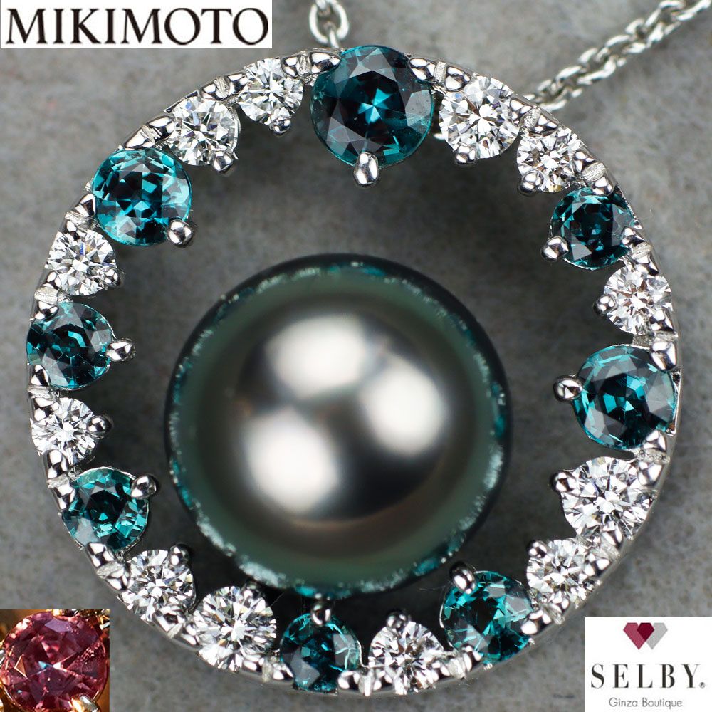 ミキモト・黒蝶真珠アレキサンドライト・ダイヤモンドネックレスとラブネックレス2点 ミキモト・黒蝶真珠アレキサンドライト・ダイヤモンドネックレス