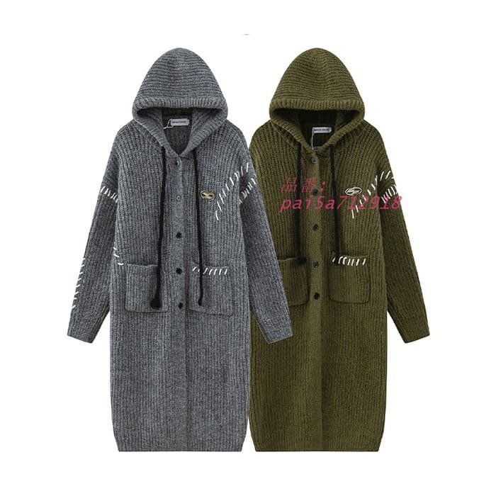 中学生 高校生 レディース ファッション 韓国 ステッチ アウター カジュアル 通学 10代 ガー コート ニット おしゃれ 秋春冬 20代 フード付き pai5a712918