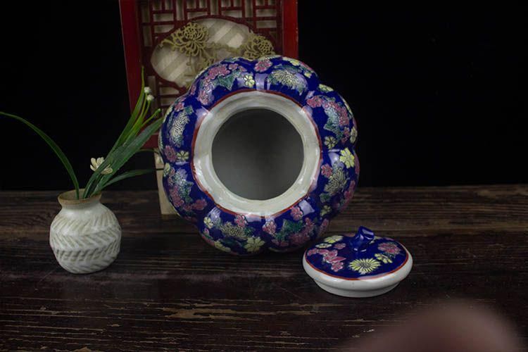 景徳鎮 陶磁器 かぼちゃ茶葉壺 キャンディー缶  装飾品 現代工芸品美術品 置物 景徳鎮 陶磁器 かぼちゃ茶葉壺 キャンディー缶 装飾品 現代工芸
