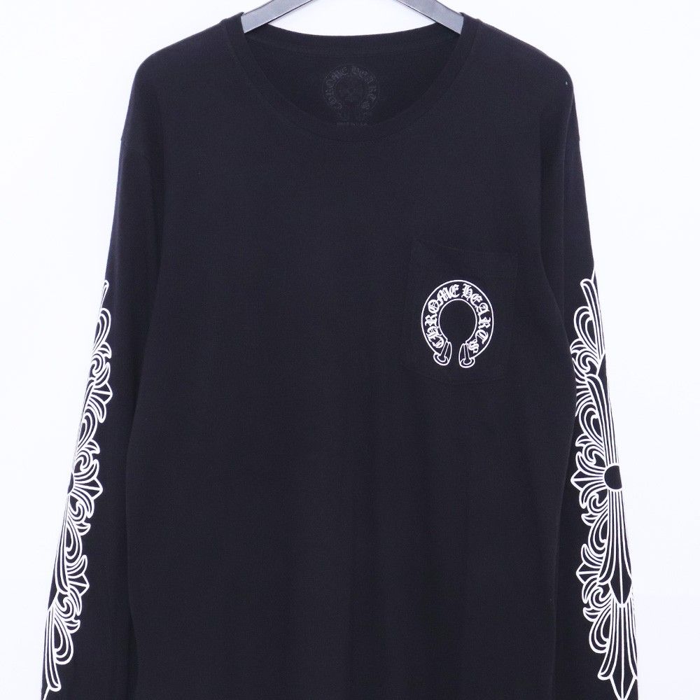 CHROME HEARTS ロングスリーブTシャツ ホースシュー&フローラルクロス