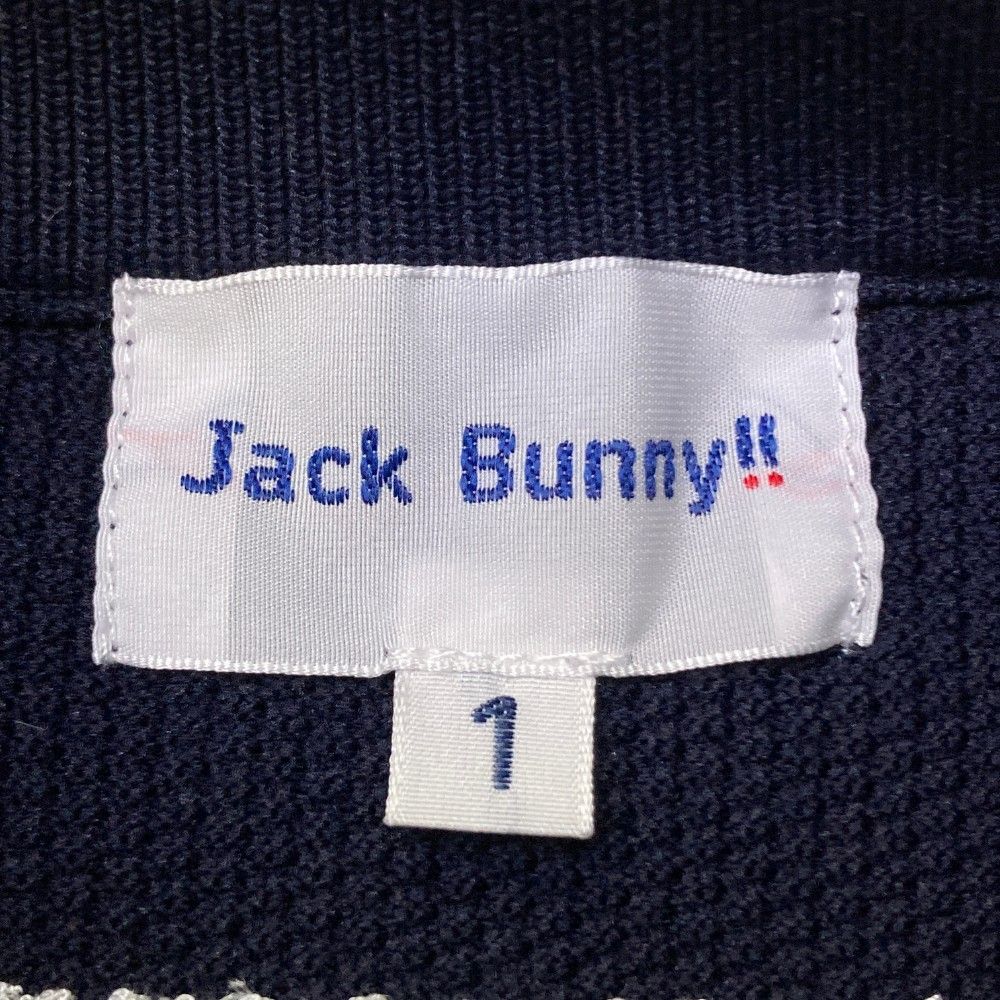 サイズ：1 JACK BUNNY ジャックバニー  ハイネック ニットベスト ロゴ  ネイビー系 [240101434861] ゴルフウェア レディース ストスト サイズ：1 JACK BUNNY ジャックバニー ハイネック ニットベスト