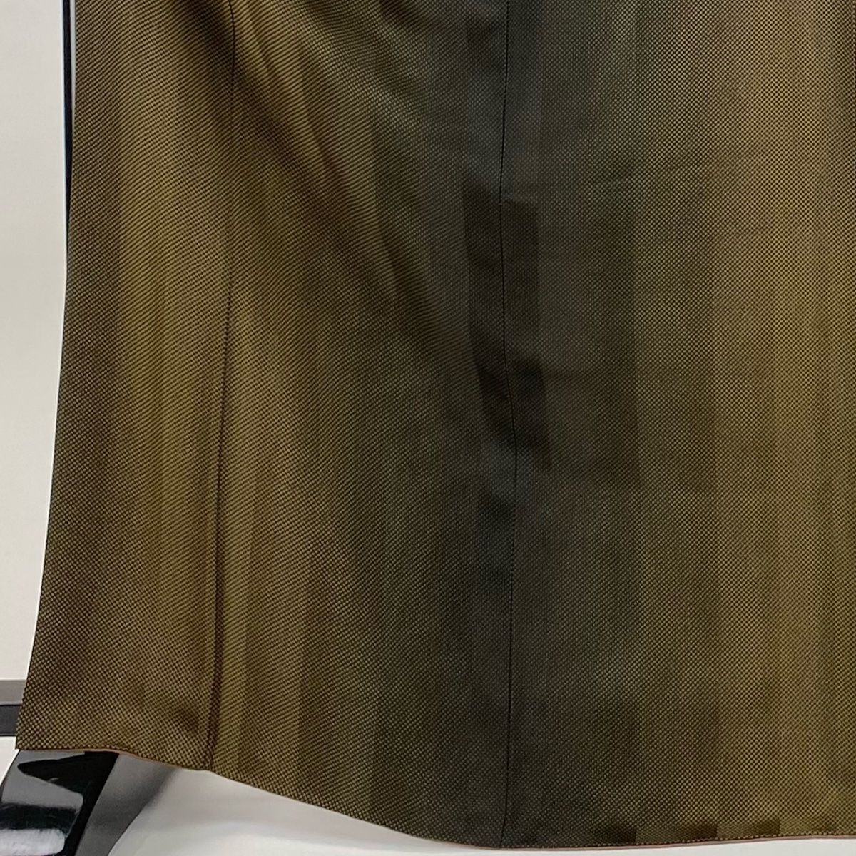 小紋 身丈168cm 裄丈65.5cm M 袷 幾何学模様 染め分け 茶色 正絹 秀品