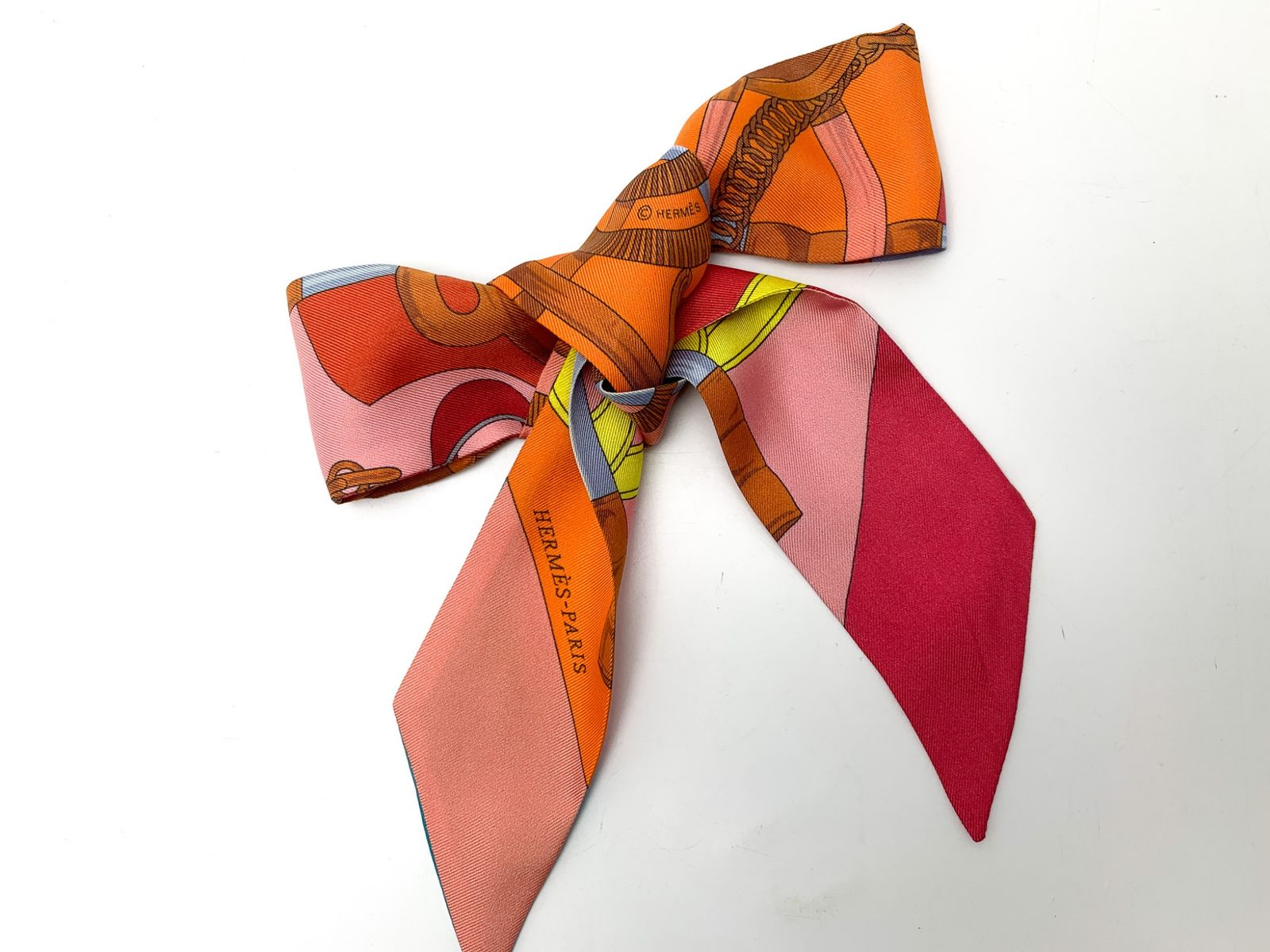 HERMES エルメス オレンジ×ピンク ツイリー Eperon d'or 黄金の拍車