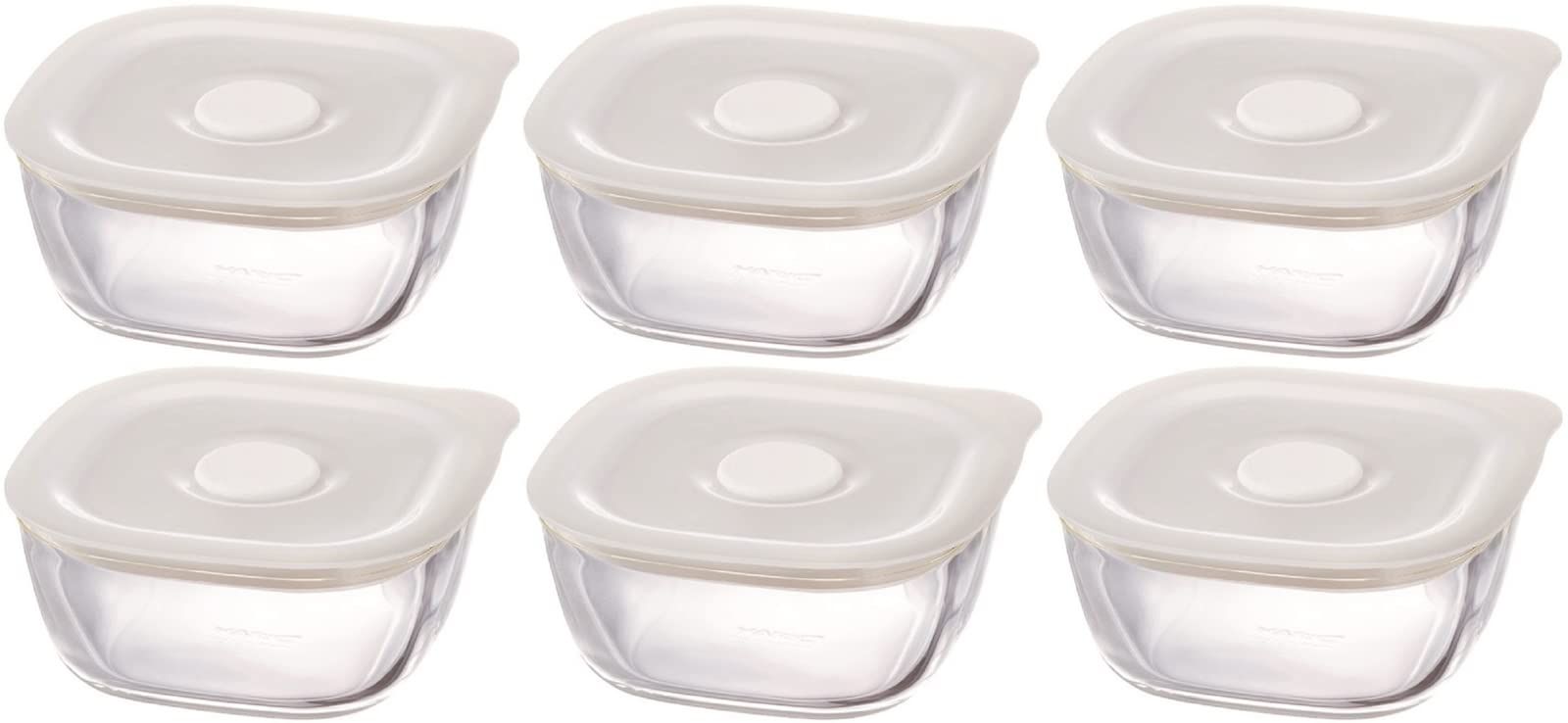 【新着商品】6個セット KSTM-25-TW kitchen BUONO 250ml 密閉保存容器・角 耐熱ガラス製 日本製 HARIO(ハリオ)