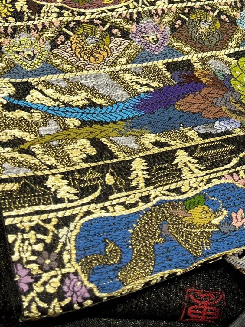 袋帯 龍 虎 孔雀 鳳凰 鳥 動物 金糸 正絹 Q945 袋帯 龍 虎 孔雀 鳳凰 鳥 動物 金糸 正絹 - メルカリ