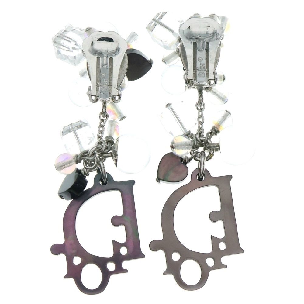 Christian Dior クリスチャンディオール シェル ロゴ ビーズ付イヤリング シルバー レディース