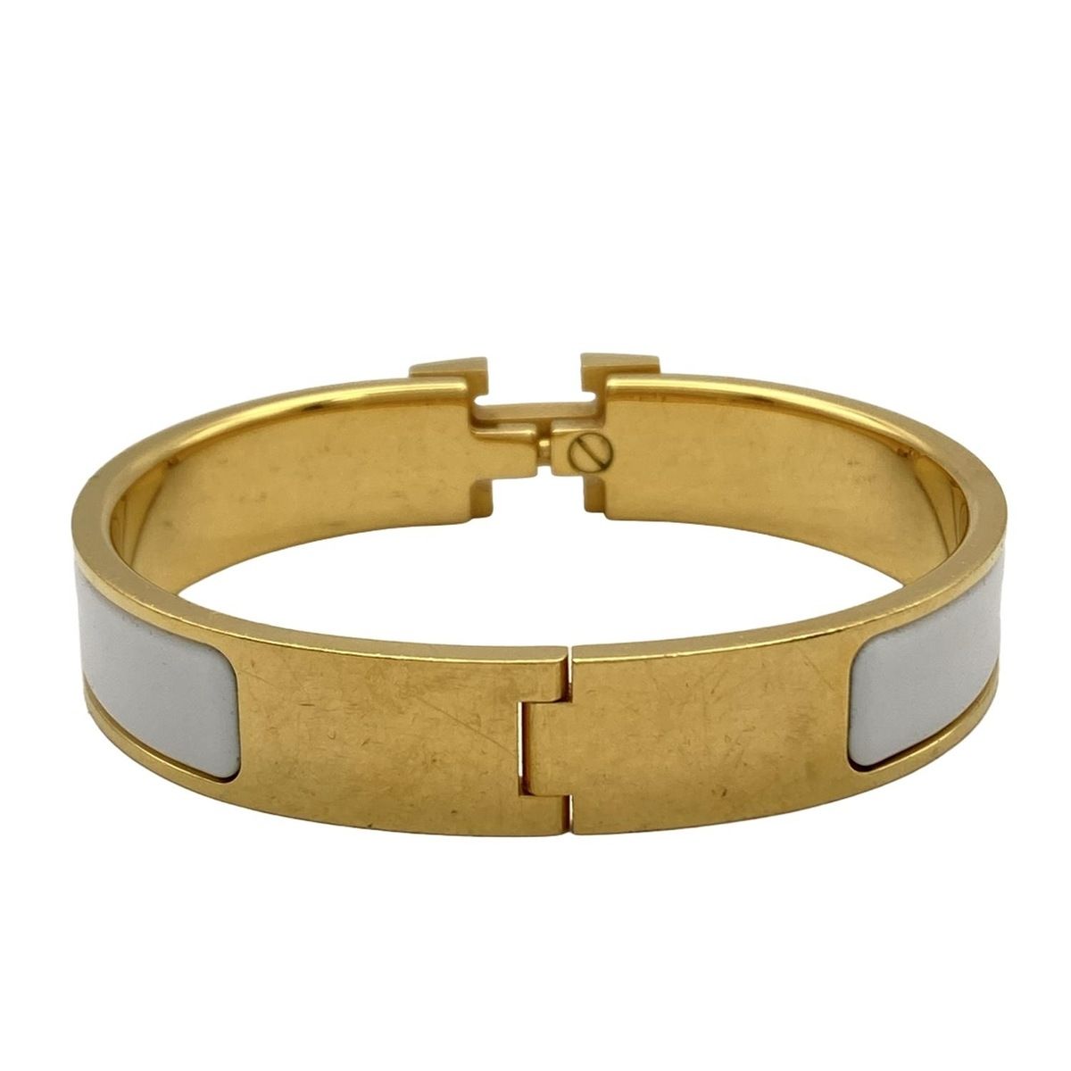 HERMES(エルメス) バングル美品 クリックH ゴールド×白 - メルカリ