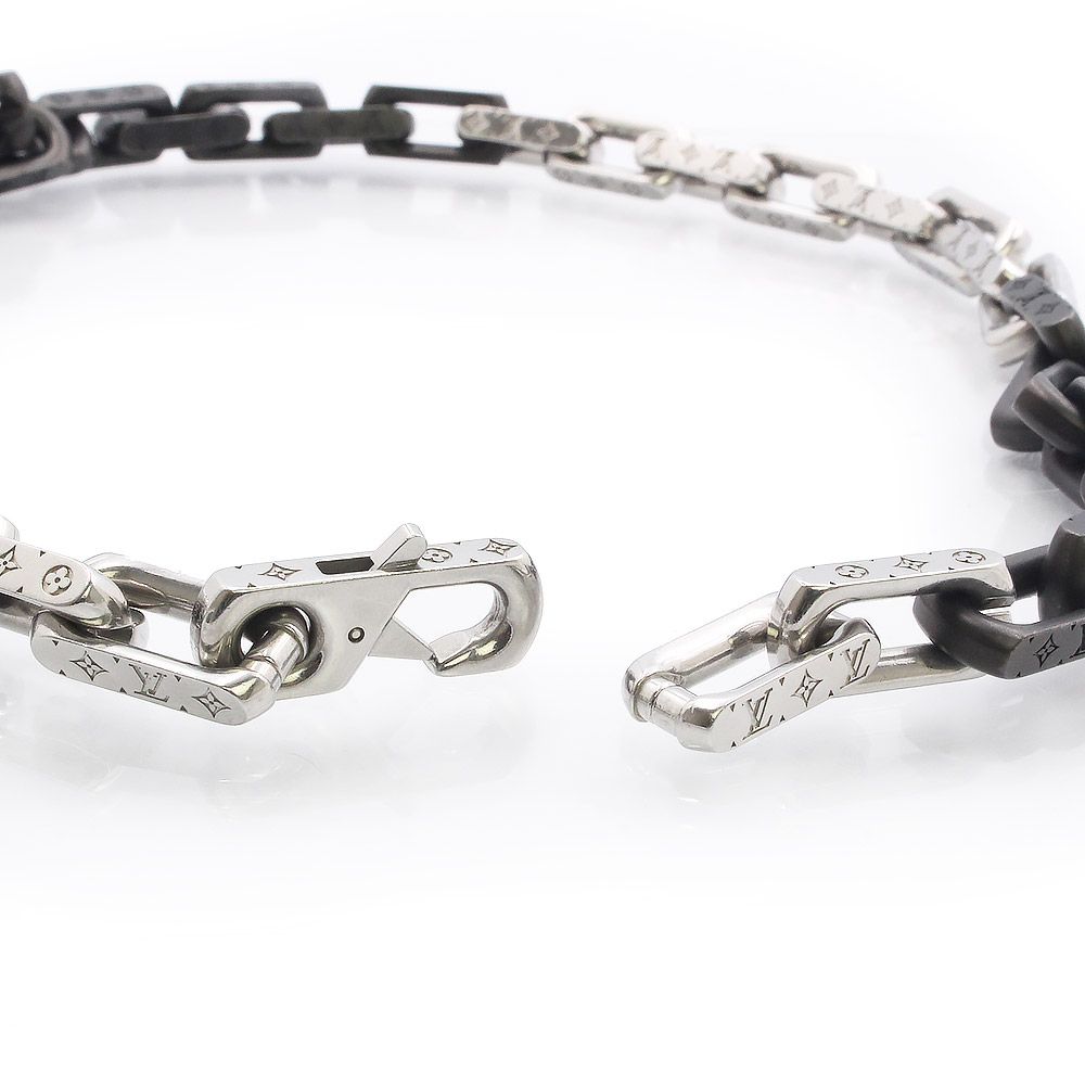 ルイ ヴィトン モノグラム チェーン ネックレス シルバー ブラック