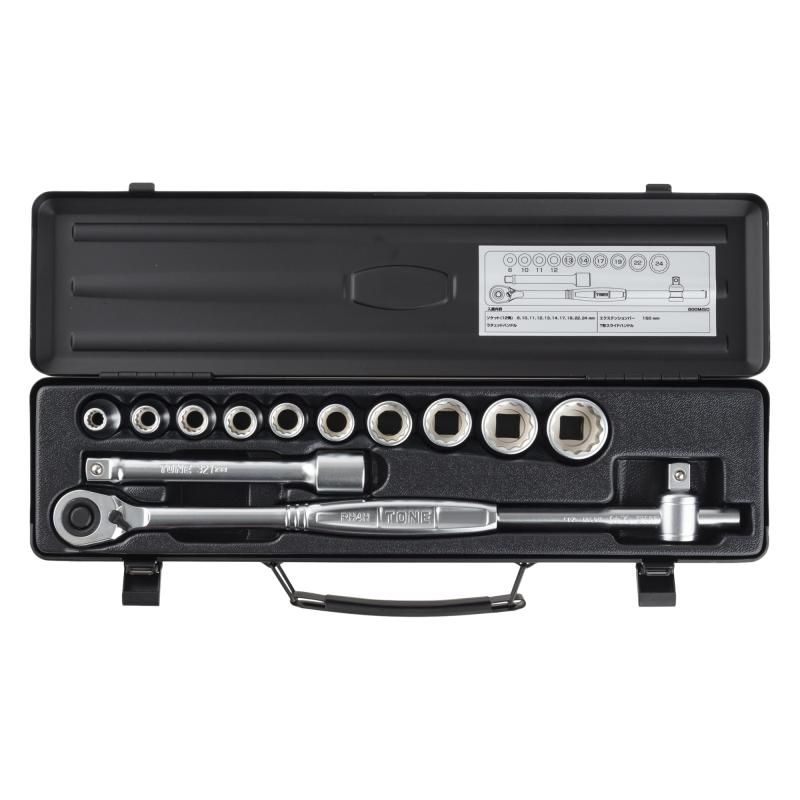 トネ TONE ソケットレンチセット 800MISOBK 差込角12.7mm 1|2-quot- ブラック 内容13点