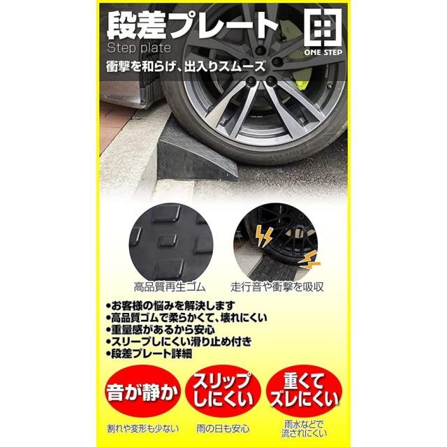 段差 スロープ プレート 幅60cm 高さ5cm用 4個セット 滑り止め ゴム製 段差プレート 駐車場 車椅子 自転車 ハイステップコーナー -  メルカリ