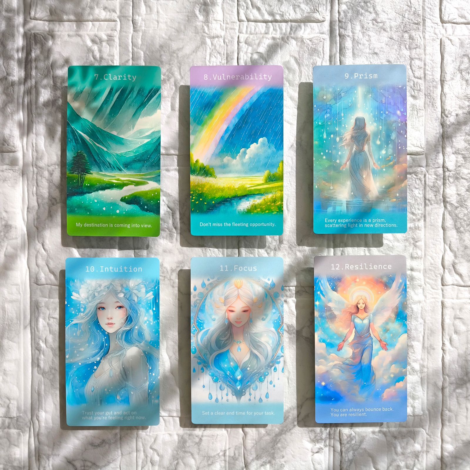 春の新作＊ネオンパステルと光あふれる女神の世界＊心理士が作る44枚組オラクルカード「ReYOU design CARDS」｜あなたのお気に入りの場所でセルフカウンセリング｜前向きで思考整理できるメッセージで疲れた心にリラックスと元気をチャージ｜マット加工版