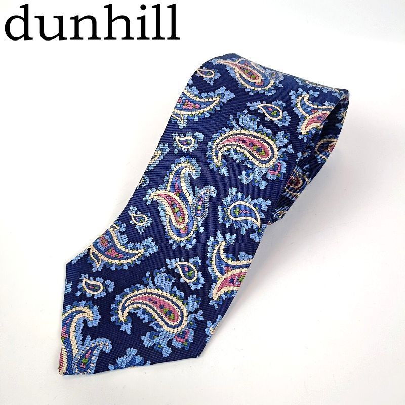 dunhill ダンヒル ネクタイ ペイズリー柄 ネイビー ブルー系 シルク