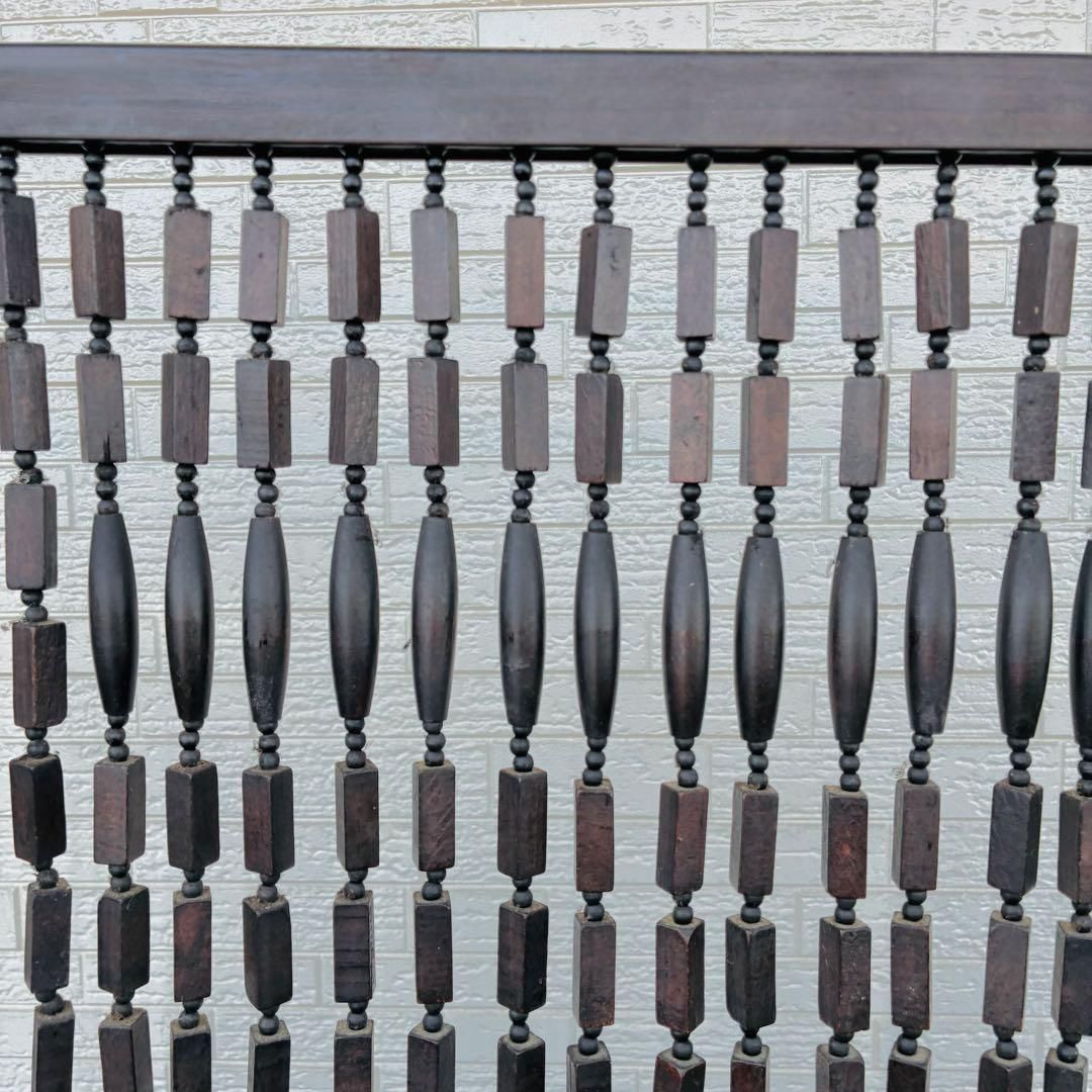 木製 暖簾 ウッドビーズのれん 昭和レトロ 古雑貨 珠のれん