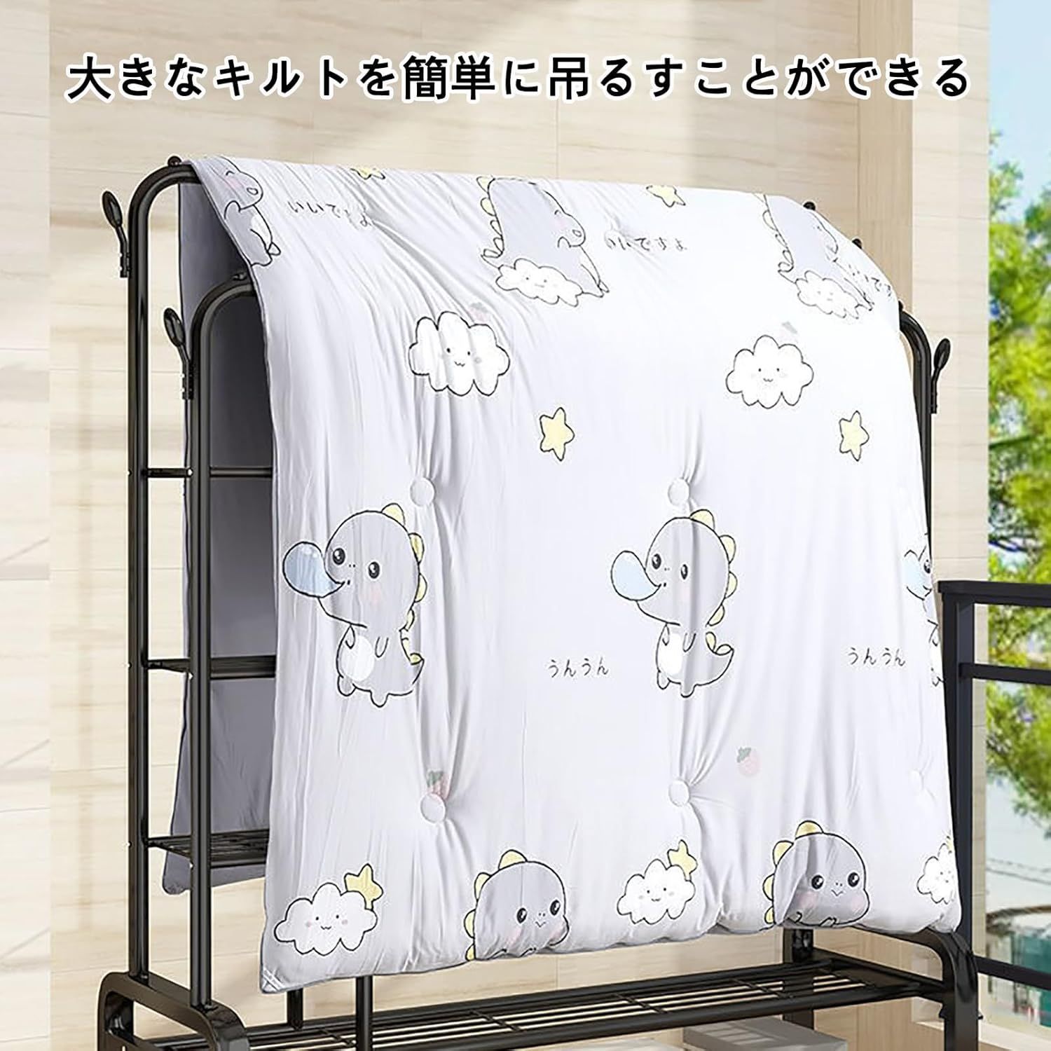 在庫商品 納期2週間 YAMAAIYI ハンガーラック スリム 頑丈 洋服ラック 2段 服かけスタンド パイプハンガー 衣類ラック 棚付き おしゃれ 衣架立式 シンプル キャスター付き 幅150cm 2段-単層