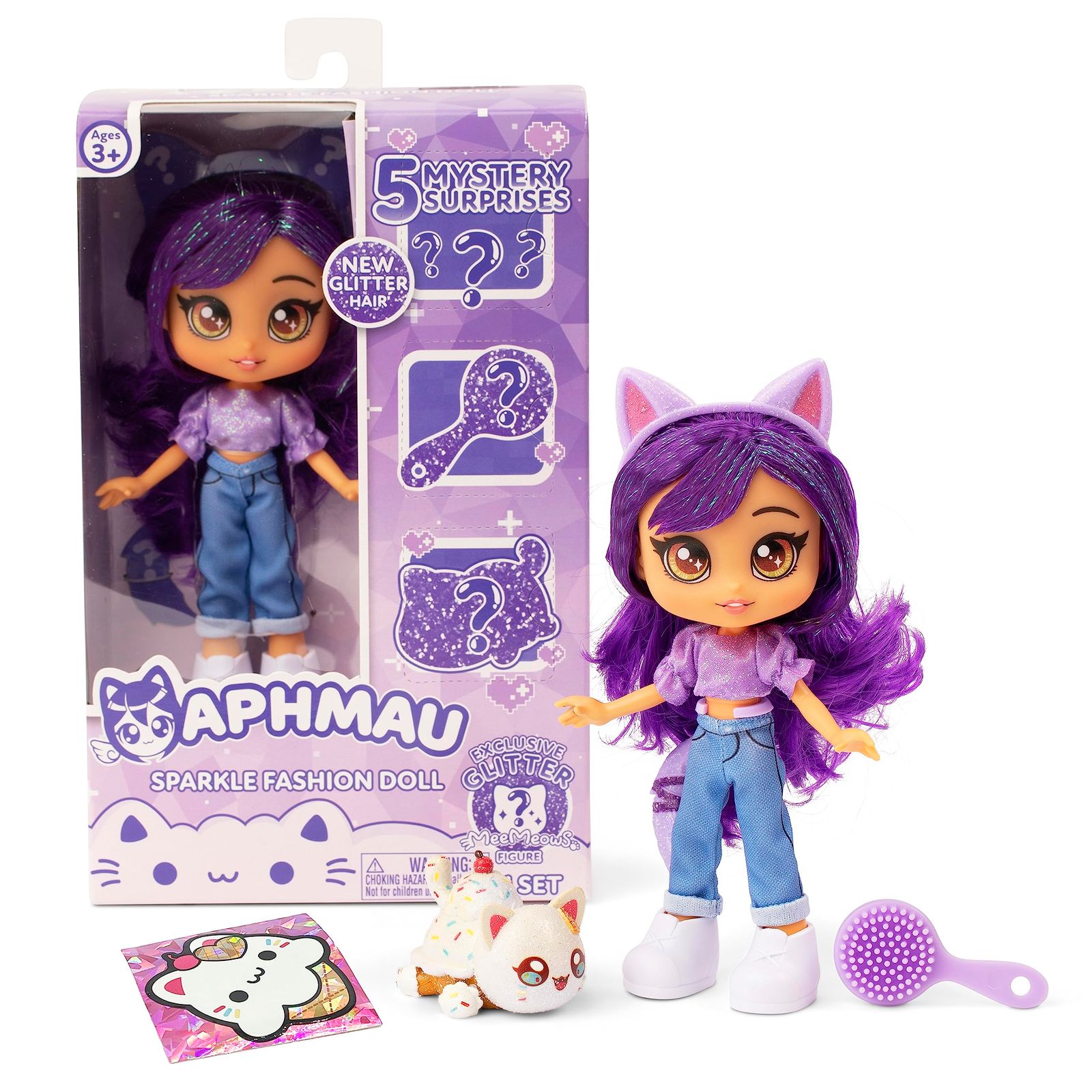 Aphmau ファッションドールu0026アクセサリー スパークルエディション ミステリーサプライズおもちゃ5個 限定グリッターMeeMeows ミニフィギュア 公式商品 7インチ [Sparkle Edition]