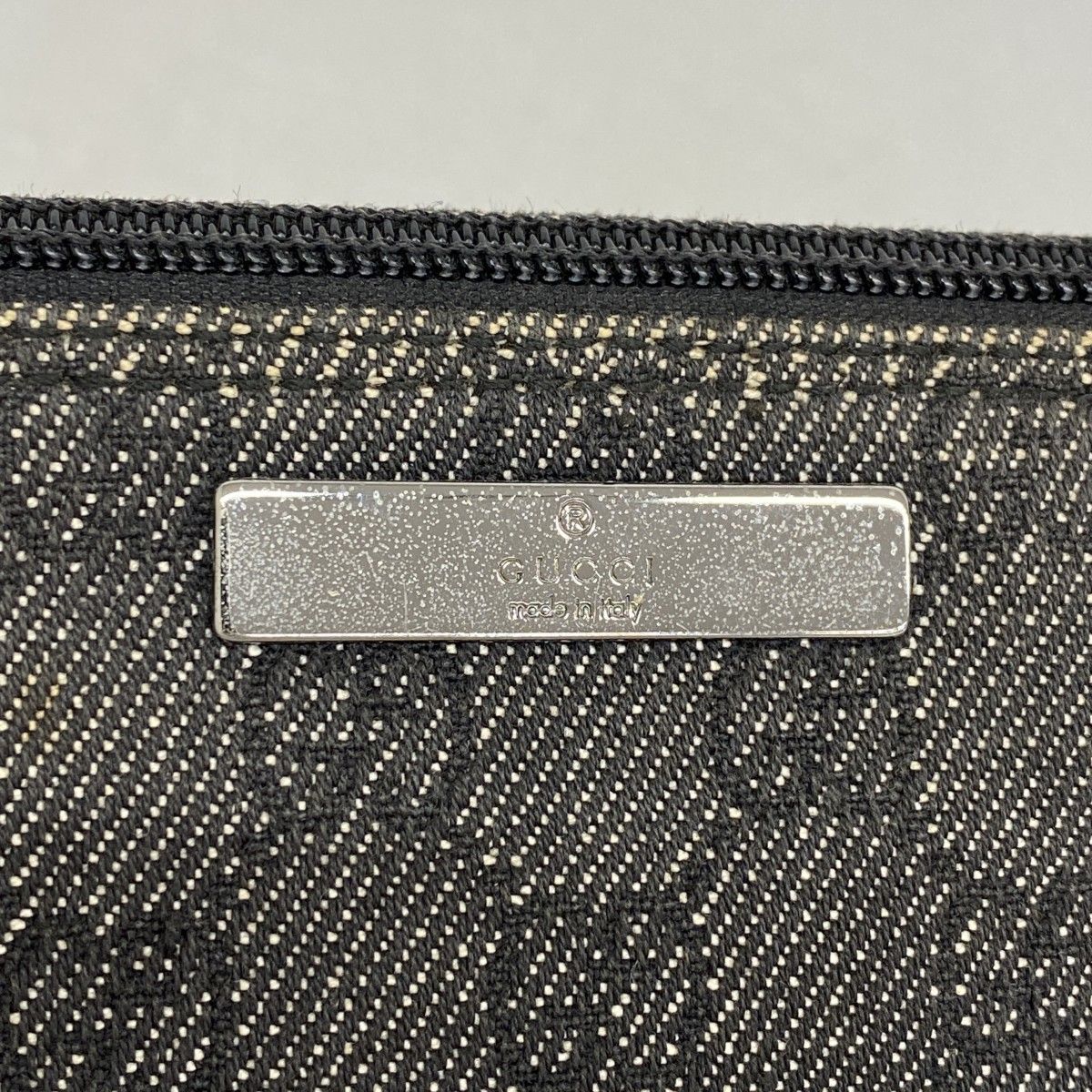 5hc2840-h】グッチ ポーチ 07198 デニム ブラック シルバー金具