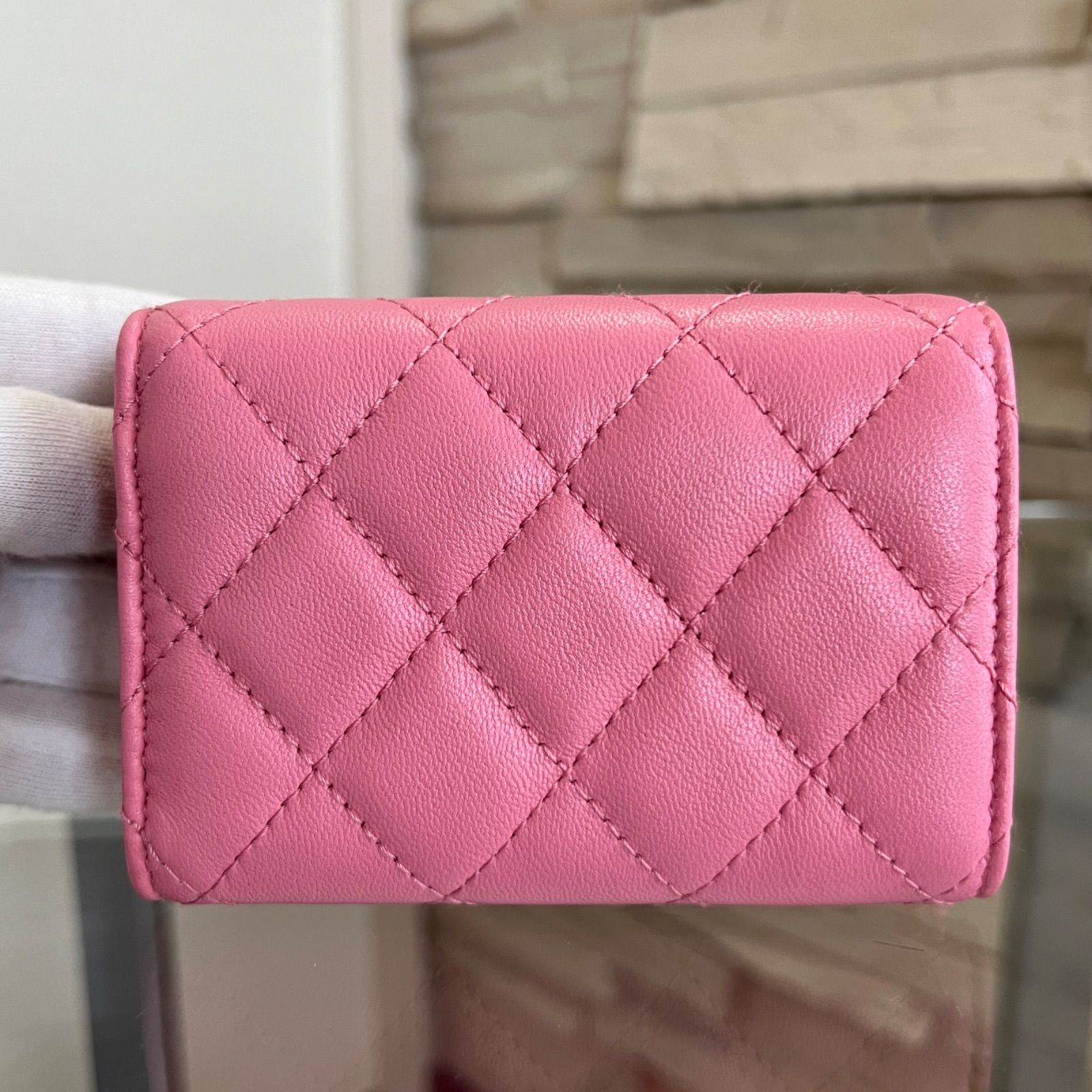 未使用品 CHANEL スモール フラップ ウォレット ピンク おり財布 
