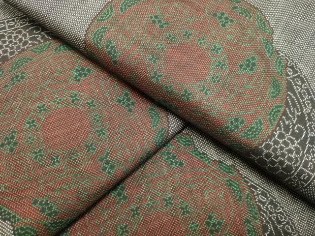 平和屋着物○本場大島紬 9マルキ 花絵皿文 正絹 逸品 未使用 DAAT1474tw