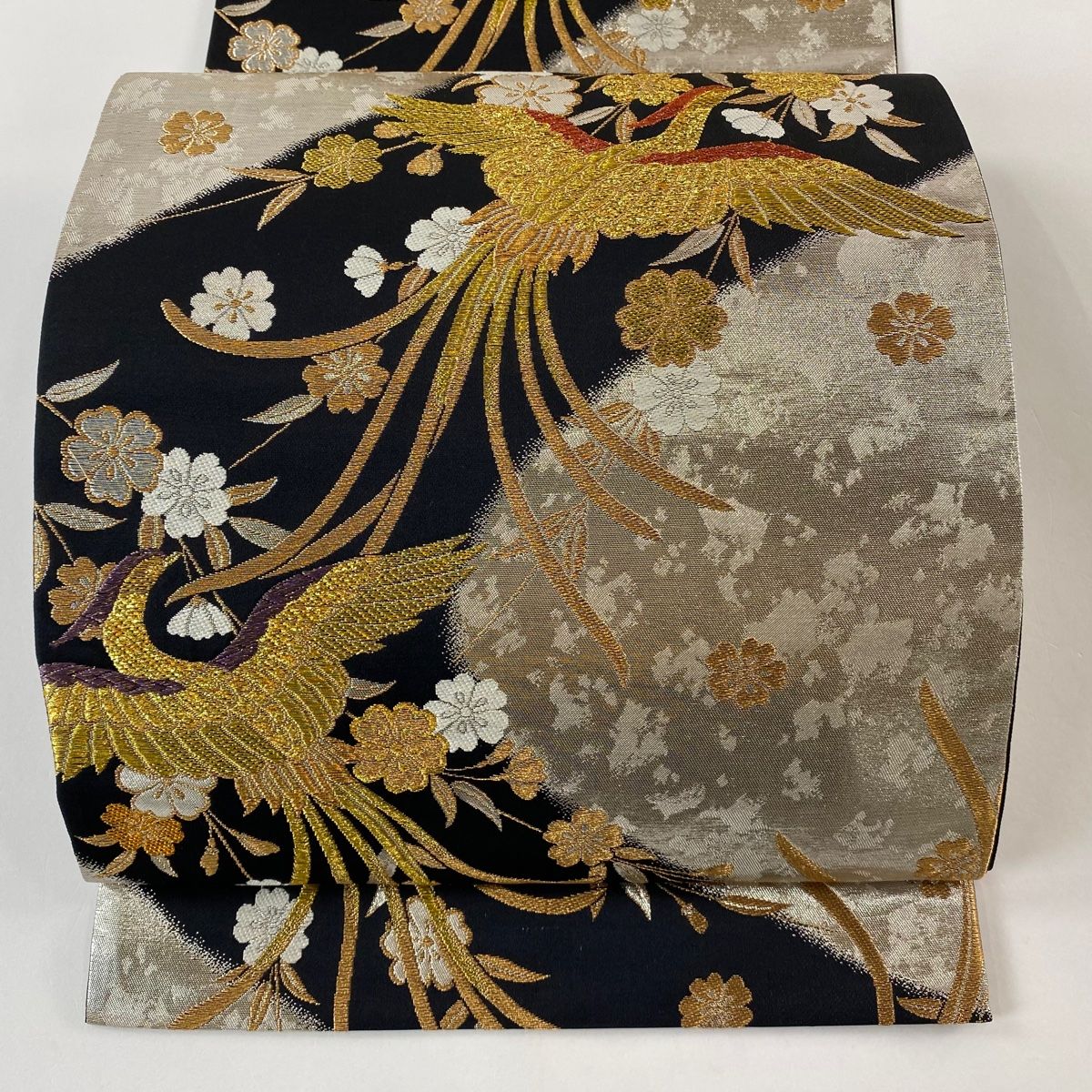 SO-656 袋帯 全通 正絹 金糸 鳳凰 蝶 華 逸品 平和屋着物□六通柄袋帯 唐織 鳳凰花蝶文 金糸 正絹 逸品